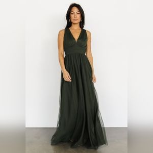 Kamila Tulle Maxi Dress- Juniper Green